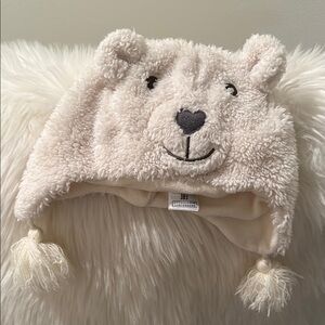 Gap Beanie- size M/L kids Adorable Cream Bear Hat